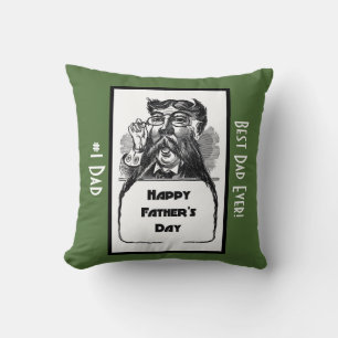Happy Father's Day Vintage Retro Drawing Cushion