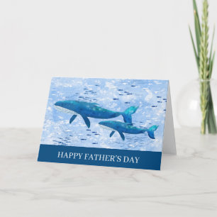 Happy Father's Day Watercolor Whales Card