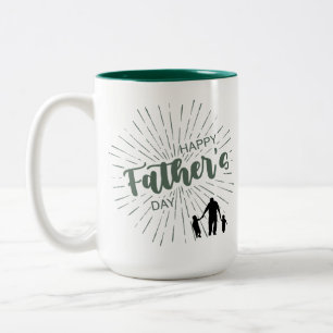 Happy Father's Day with a Man and two Children Two-Tone Coffee Mug