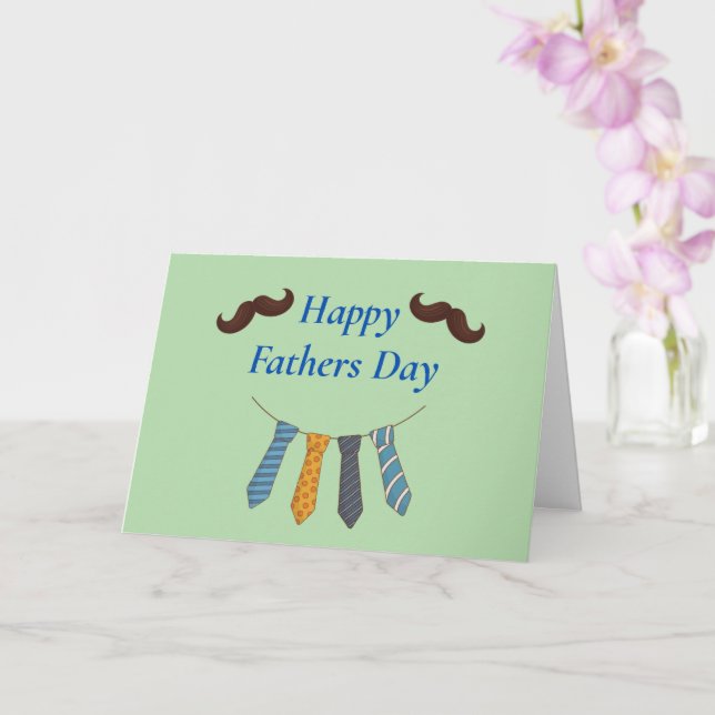 Happy Father's Day with colourful ties & Moustache Card (Orchid)