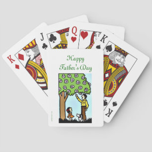 Happy Father's Day with Dad and Daughter Playing Cards