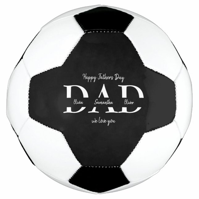 Happy Father's Day with Kids' Names -  Soccer Ball (Front)