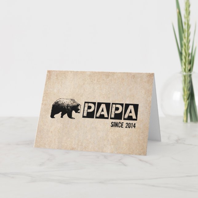 Happy Father's Day with Papa Bear Grunge Black Card (Front)