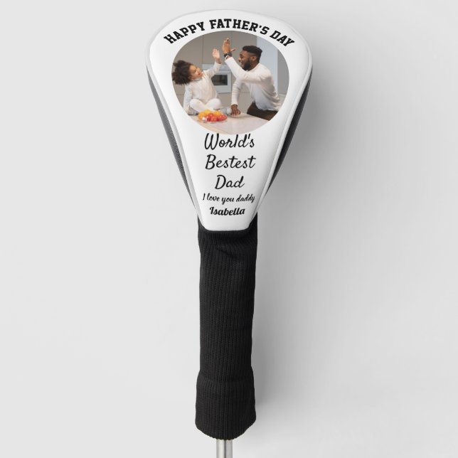 Happy Father's Day World's Best Dad Custom Photo G Golf Head Cover (Front)