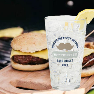 Happy Fathers Day - Worlds Greatest Grandpa Glass