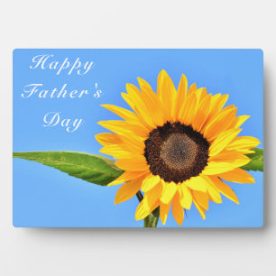 Happy Father's Day - Yellow Sunflower on Blue Sky Plaque