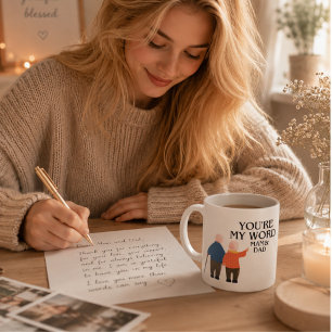 Happy Father's Day You're My World Mum and Dad Gia Large Coffee Mug