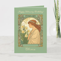 Happy February Birthday Primrose Flowers Art Nouve