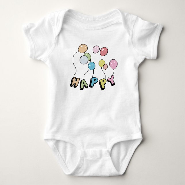 Happy. Feliz. Baby Bodysuit (Front)