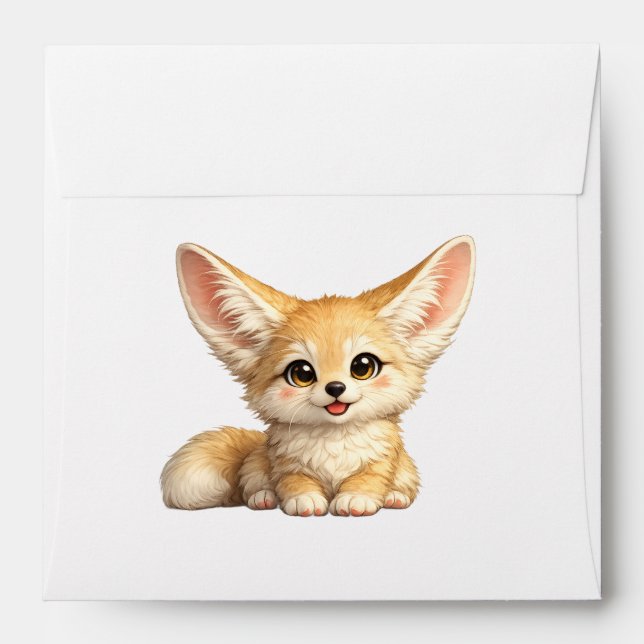 Happy Fennec Fox Cute Positive Vibes Design Envelope (Back (Top Flap))