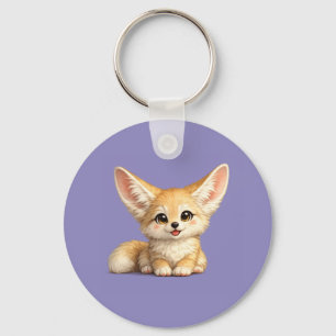 Happy Fennec Fox Cute Positive Vibes Design Key Ring