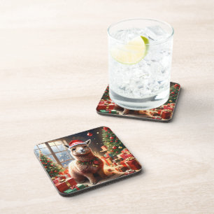 Happy Festive Alpaca Christmas, Coaster