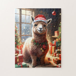 Happy Festive Alpaca Christmas,  Jigsaw Puzzle