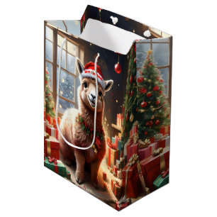 Happy Festive Alpaca Christmas,  Medium Gift Bag