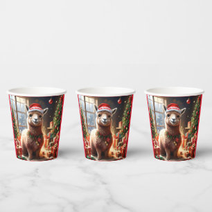 Happy Festive Alpaca Christmas,  Paper Cups
