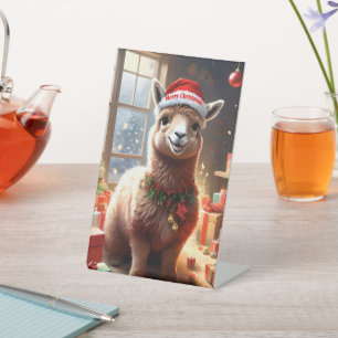 Happy Festive Alpaca Christmas, Pedestal Sign