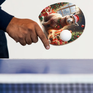 Happy Festive Alpaca Christmas,  Ping Pong Paddle