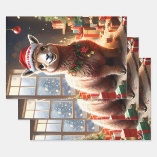 Happy Festive Alpaca Christmas,  Wrapping Paper Sheet