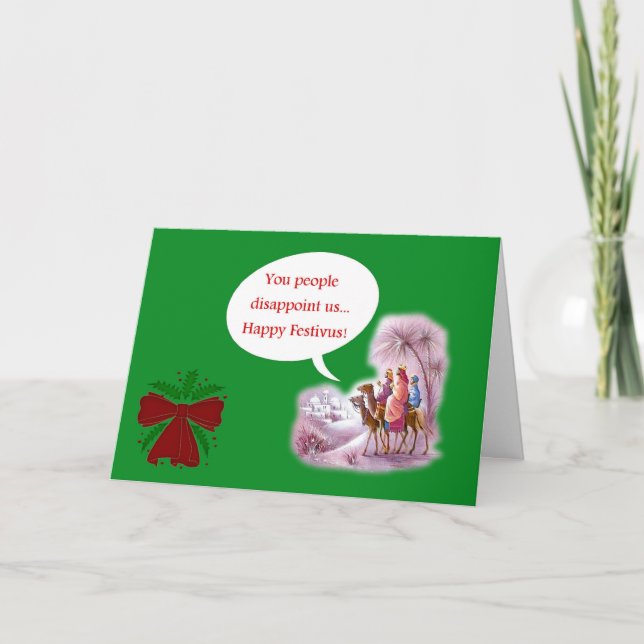 Happy Festivus with 3 wise men Holiday Card (Front)