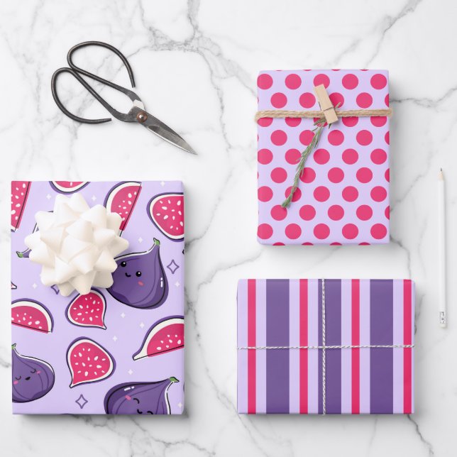 Happy Figs Wrapping Paper  Set of 3 (Front)