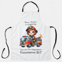 Happy firefighter drives red truck