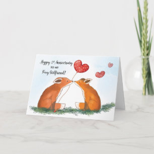 Happy First Anniversary to Foxy Girlfriend Card