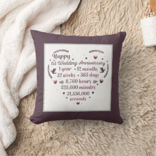 Happy First Anniversary word art Cushion