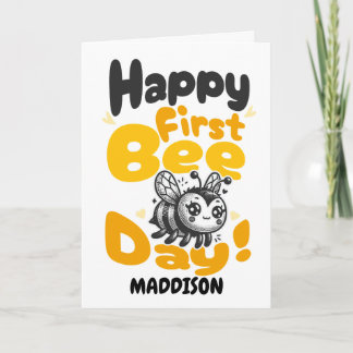 Happy First Bee Day 1st Birthday Honey Bee Card
