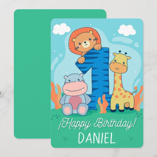Happy First Birthday Holiday Card (Front/Back)
