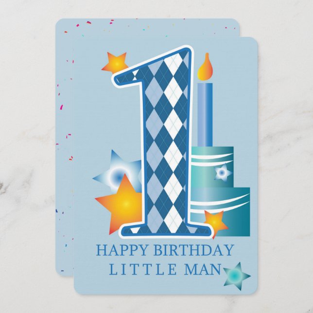 Happy First Birthday Holiday Card (Front/Back)