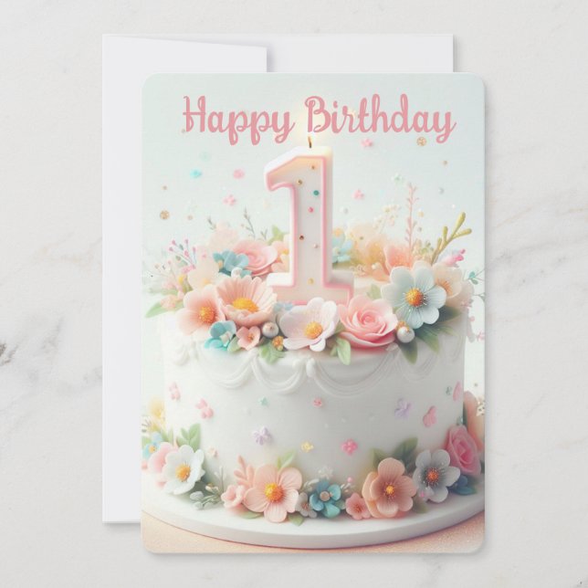 Happy First Birthday  Holiday Card (Front)