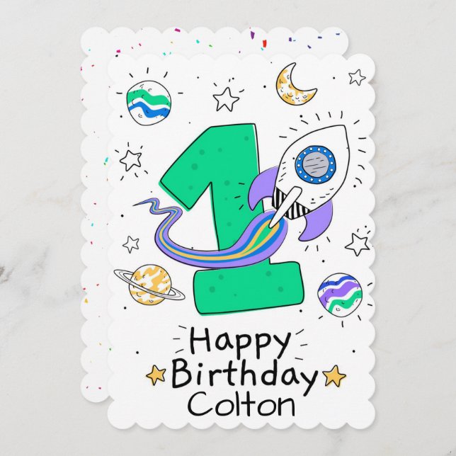 Happy First Birthday Holiday Card (Front/Back)