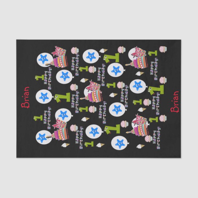 Happy First Birthday Tissue Paper #1 (Front)