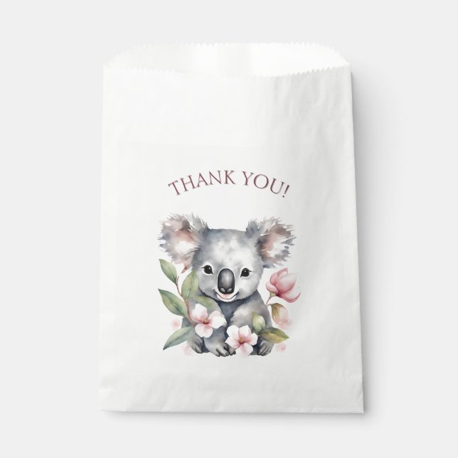 Happy First Birthday Watercolor Koala Favour Bags (Front)