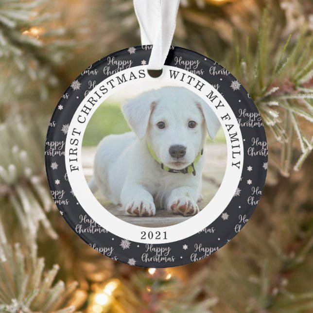 Happy First Christmas Custom Photo Ornament (Tree)