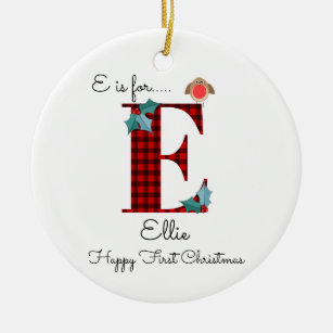 Initial Letter E Christmas Tree Decorations Ornaments Zazzle Co Nz