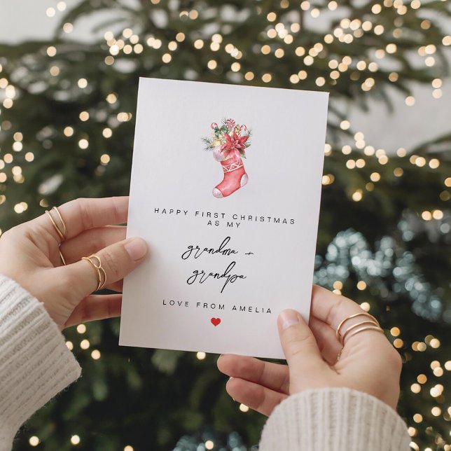Happy First Christmas Grandparent Personalised Holiday Card (Creator Uploaded)