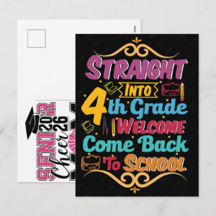 Happy First Day 4th Grade Senior 2026-2027 Holiday Postcard