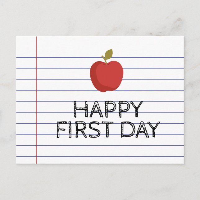 Happy First Day Back to School Apple Teacher Postcard (Front)