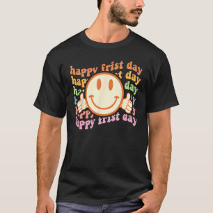 Happy First Day Back To School Teacher Retro Wavy T-Shirt