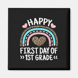 Happy First Day Of 1st Grade Leopard Rainbow Teach Magnet