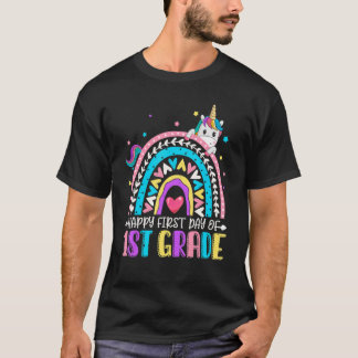 Happy First Day Of 1st Grade Unicorn Back To Schoo T-Shirt