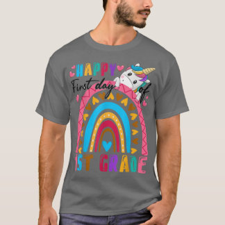 Happy First Day Of 1st Grade Unicorn Rainbow Back  T-Shirt
