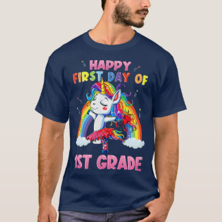Happy First Day Of 1st Grade Unicorn Teacher & Stu T-Shirt