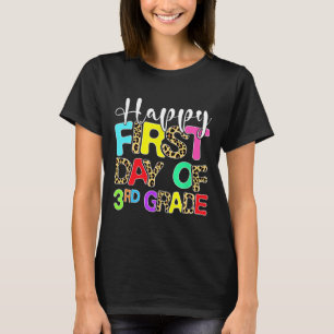 Happy First Day Of 3rd Grade Leopard Back To Schoo T-Shirt