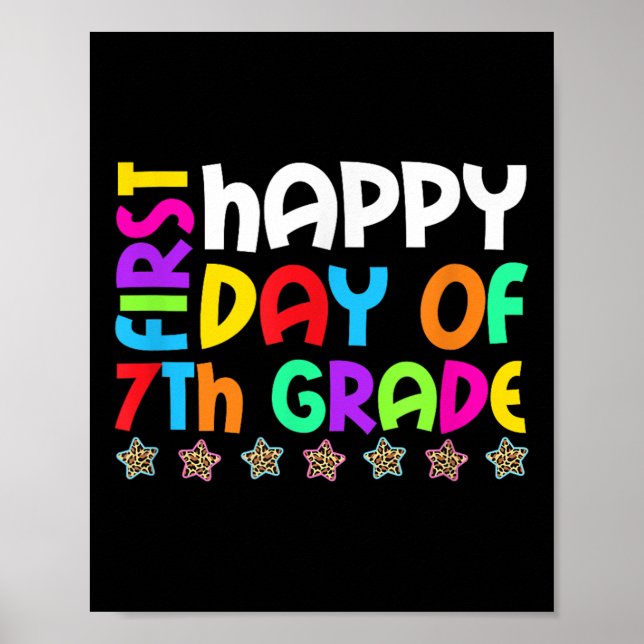 Happy First Day Of 7th Grade Back To School Teache Poster (Front)