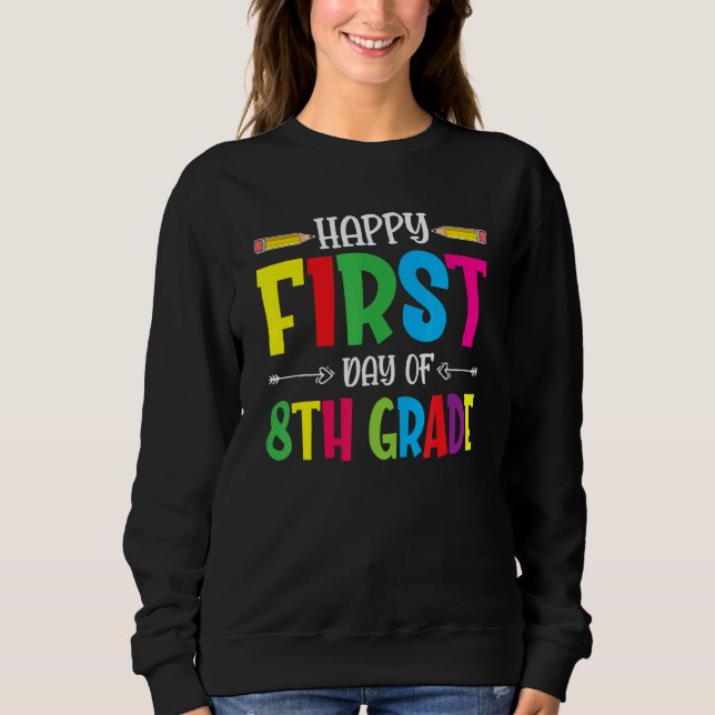 Happy First Day Of 8th Grade Teacher Students Sweatshirt (Front)