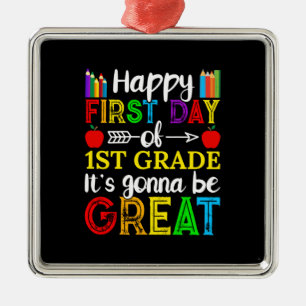 Happy First Day Of First Grade Metal Tree Decoration