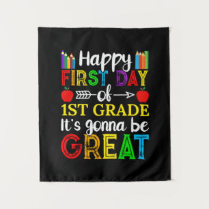 Happy First Day Of First Grade Tapestry