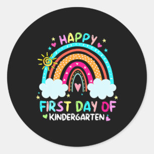 Happy First Day Of Kindergarten Back To School  Classic Round Sticker